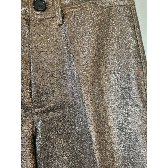 Madewell Slim Emmett Wide-Leg Crop Pants in Rose Gold Metallic, size 25 NWT - Picture 4 of 8